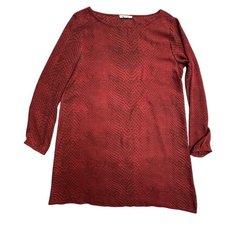 BB Dakota Snake Print Long Sleeve Shift Dress Burgundy Size‎ Medium